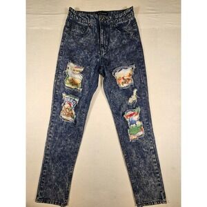 JC JQ Premium Jeans Acid Wash Rodeo Graphic Distressed Slim High Rise WP2102 S